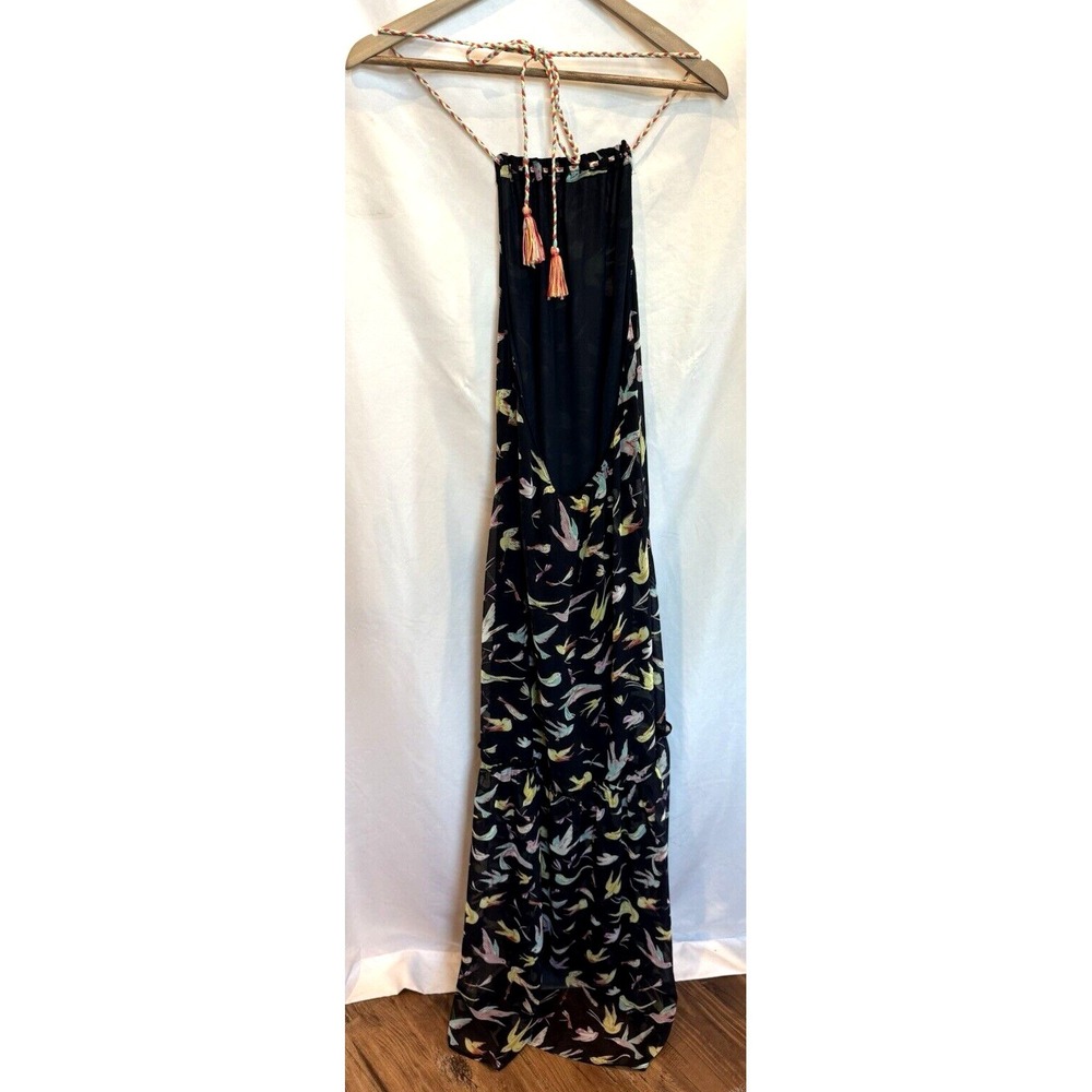 Chelsea & Violet Bird Print Halter Maxi Dress Size L Tiered Flowy Vacation NWT - Picture 10 of 14